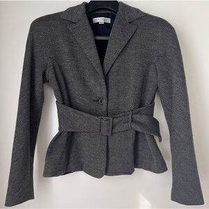 Vintage Kay Unger Belted Peplum Herringbone Tailored Blazer Sz 8 Vintage Twee